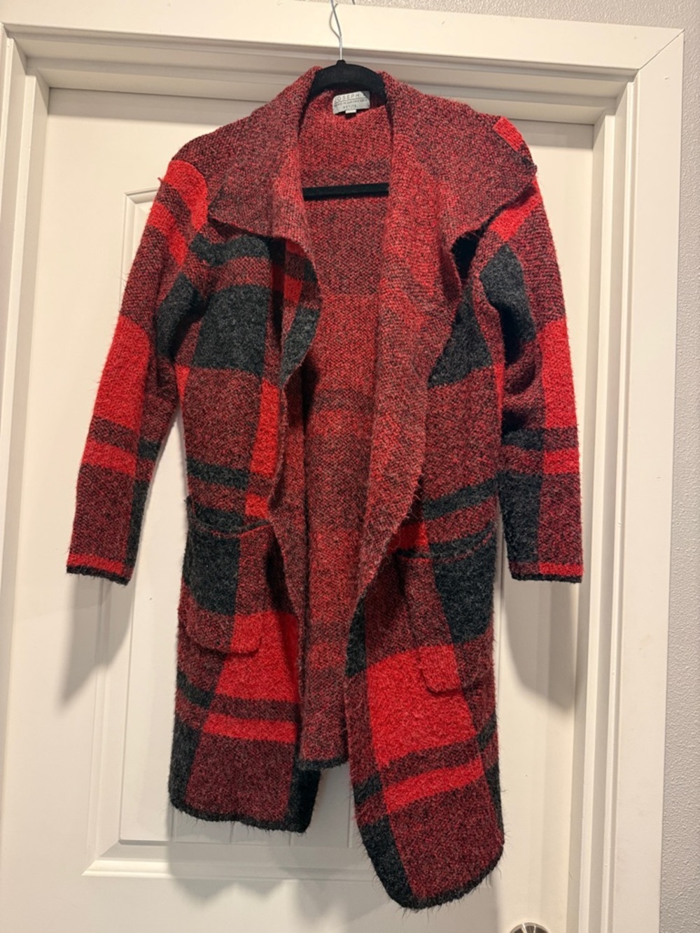 Joseph A. Red & Black Textured Knit Jacket